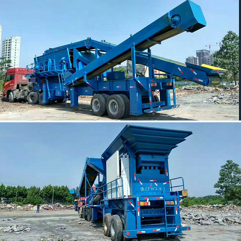 有鋼時產(chǎn)50噸山石移動碎石車助力新農(nóng)村