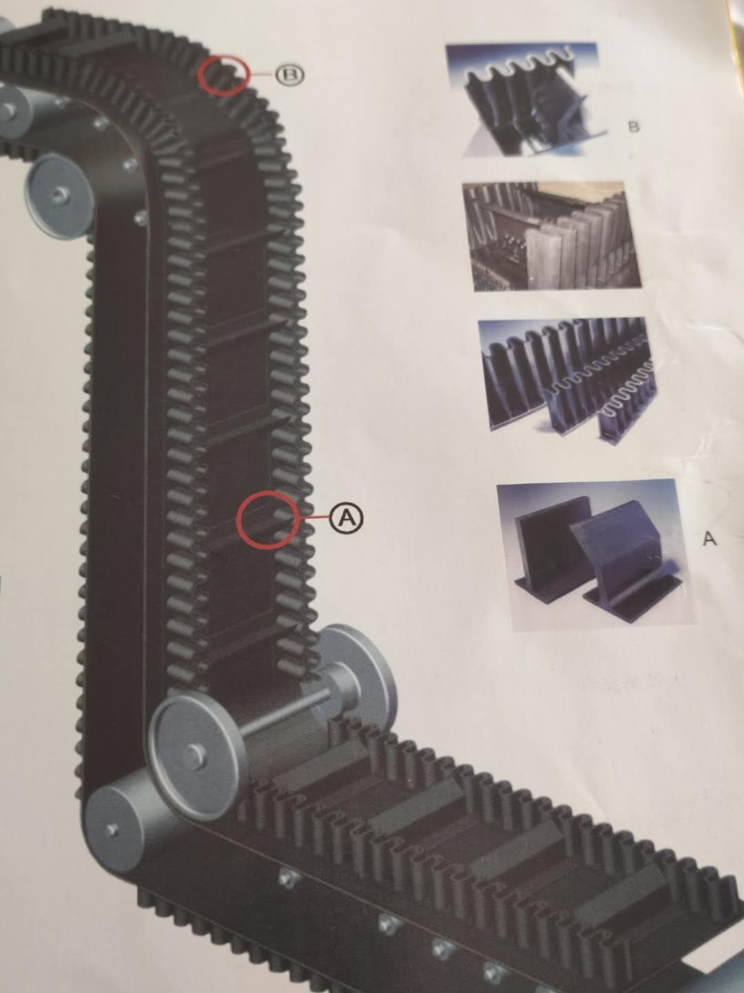 耐磨橡膠環(huán)形皮帶 鋼廠波狀輸送帶 斗式大傾角裙邊帶