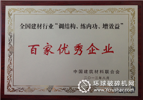 中材機電備件公司獲調(diào)結(jié)構(gòu)、練內(nèi)功、增效益&rdquo;百家優(yōu)秀企業(yè)榮譽稱號