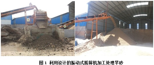 利用設(shè)計(jì)的振動式搖篩機(jī)加工處理旱砂